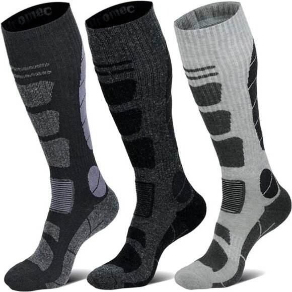 3 Pairs, Men's Wool Thermal Knee High Winter Snowboard Sport Socks